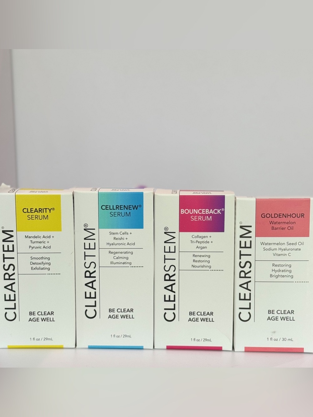 Clearstem Skincare Bundle Clarity CellRenew BounceBack GoldenHour NEW